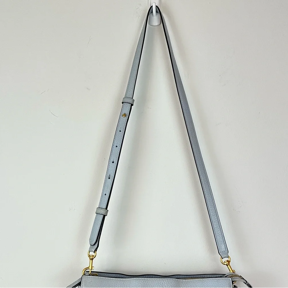 Tory Burch Light Blue Pebbled Leather Minimalist Crossbody Adjustable Bag Purse - Picture 5 of 15
